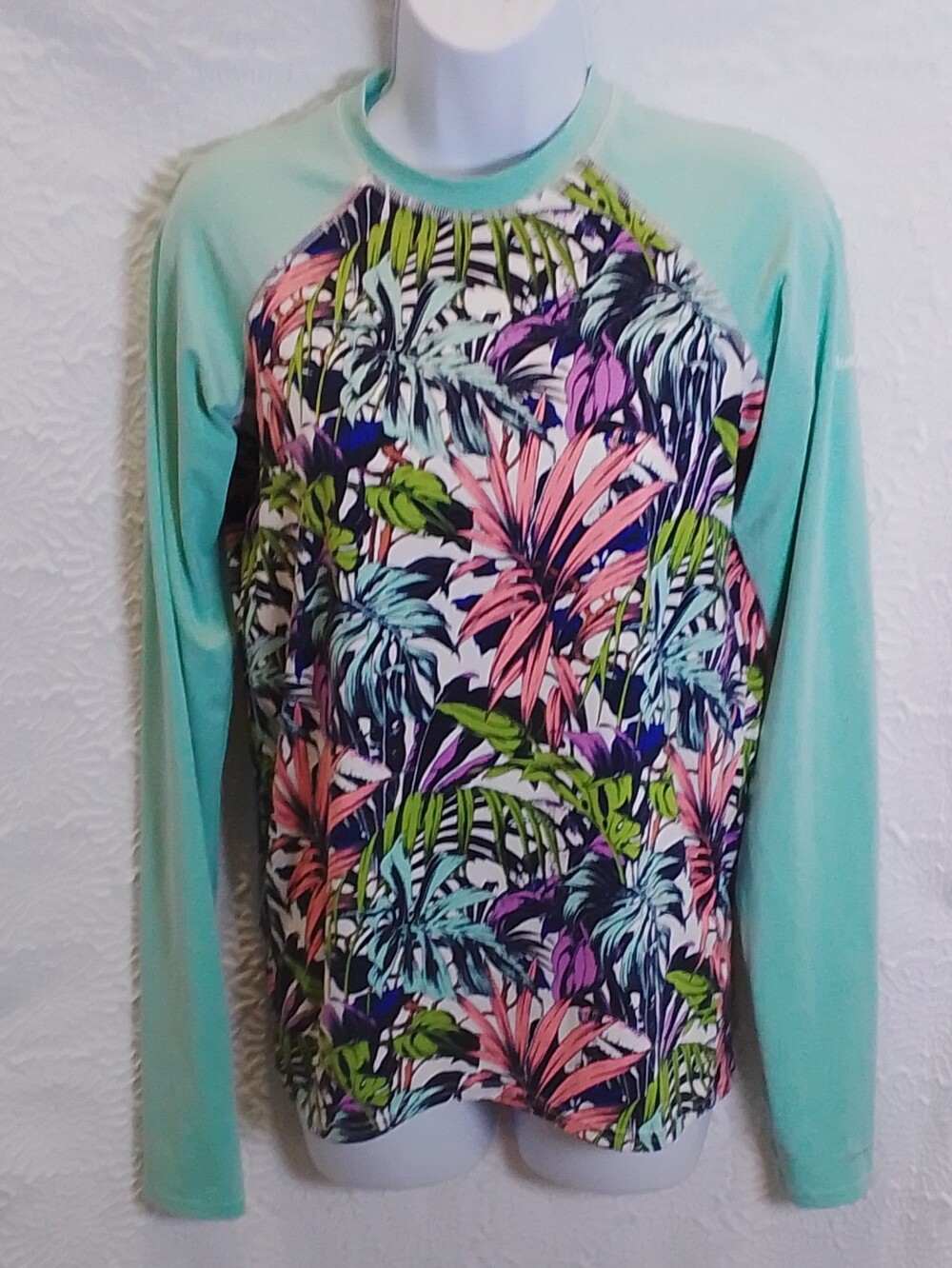 Columbia Women's XL Like New Tropical Floral Long Sleeve Rash Guard Swim Shirt U